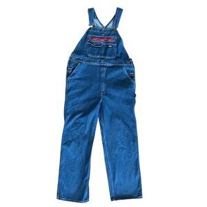 Dickies Carpenter Overalls Bib Denim Blue Wash Mens Size L Work Wear